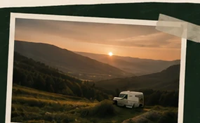 Illustration de route et d’Akal au coucher du soleil